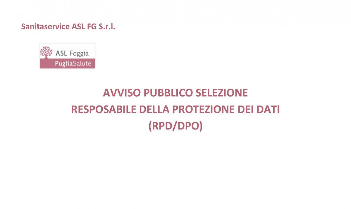 AVVISO PUBBLICO SELEZIONE RESPOSABILE DELLA PROTEZIONE DEI DATI  (RPD/DPO)